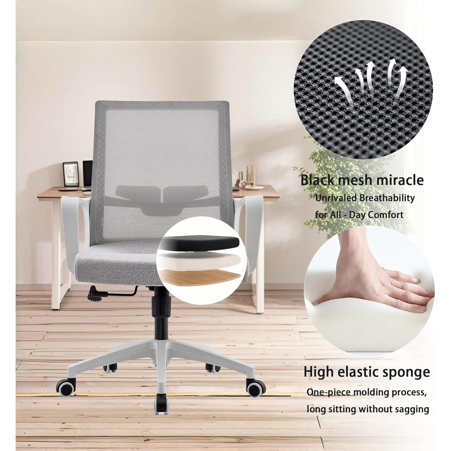 Silla de Oficina Ergonómica Msdizuo Gris con Respaldo de Malla