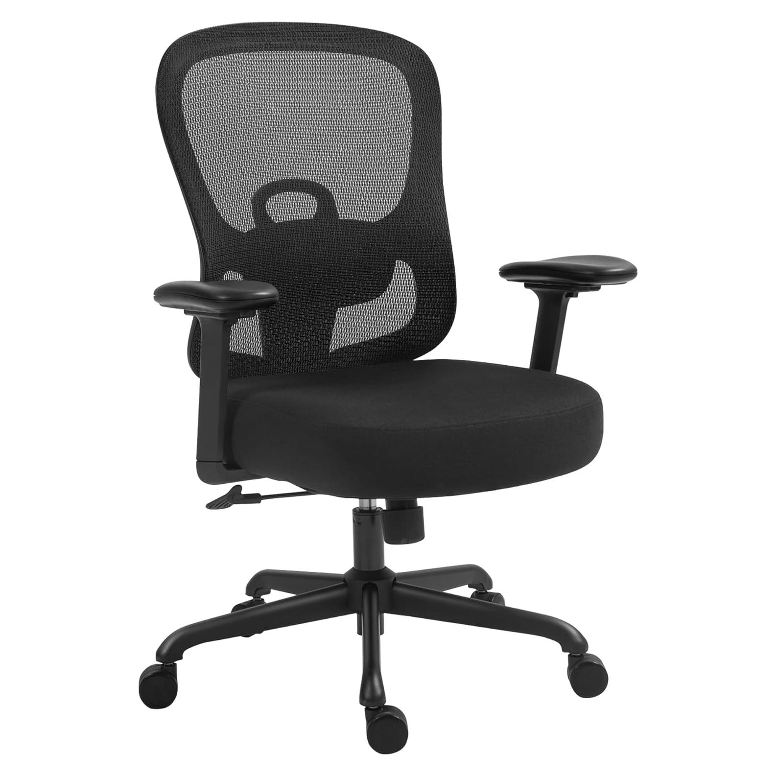 ELABEST Ergonomic Office Chair,Home Desk Chair with Mesh Back,Adjustable Lumbar Support,Built-in Springs Wide Seat,Executive Task Chair with 3-D Big Armrests,Tilt Function,Computer Desk Chair