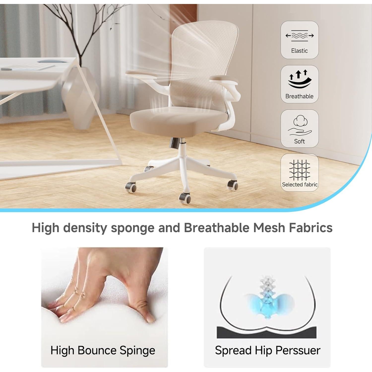 Silla de Oficina Ergonómica SICHY AGE 889B Beige con Soporte Lumbar