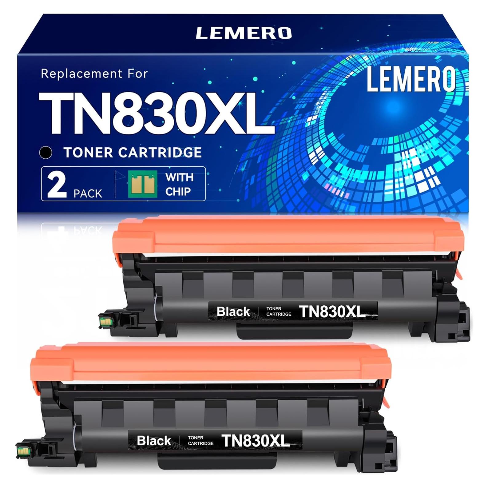 Cartucho de Tóner LEMERO TN830XL Negro Compatible 2 Unidades