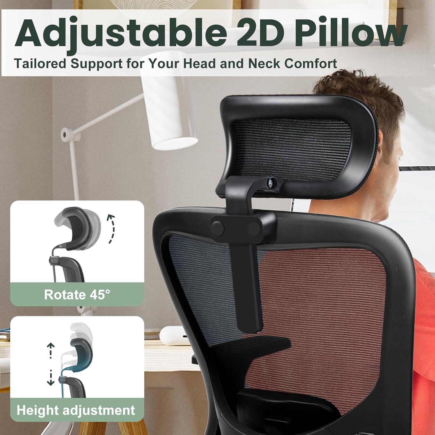 Silla de Oficina Ergonómica ZYFFHYLAI Malla Ajustable 158.8kg