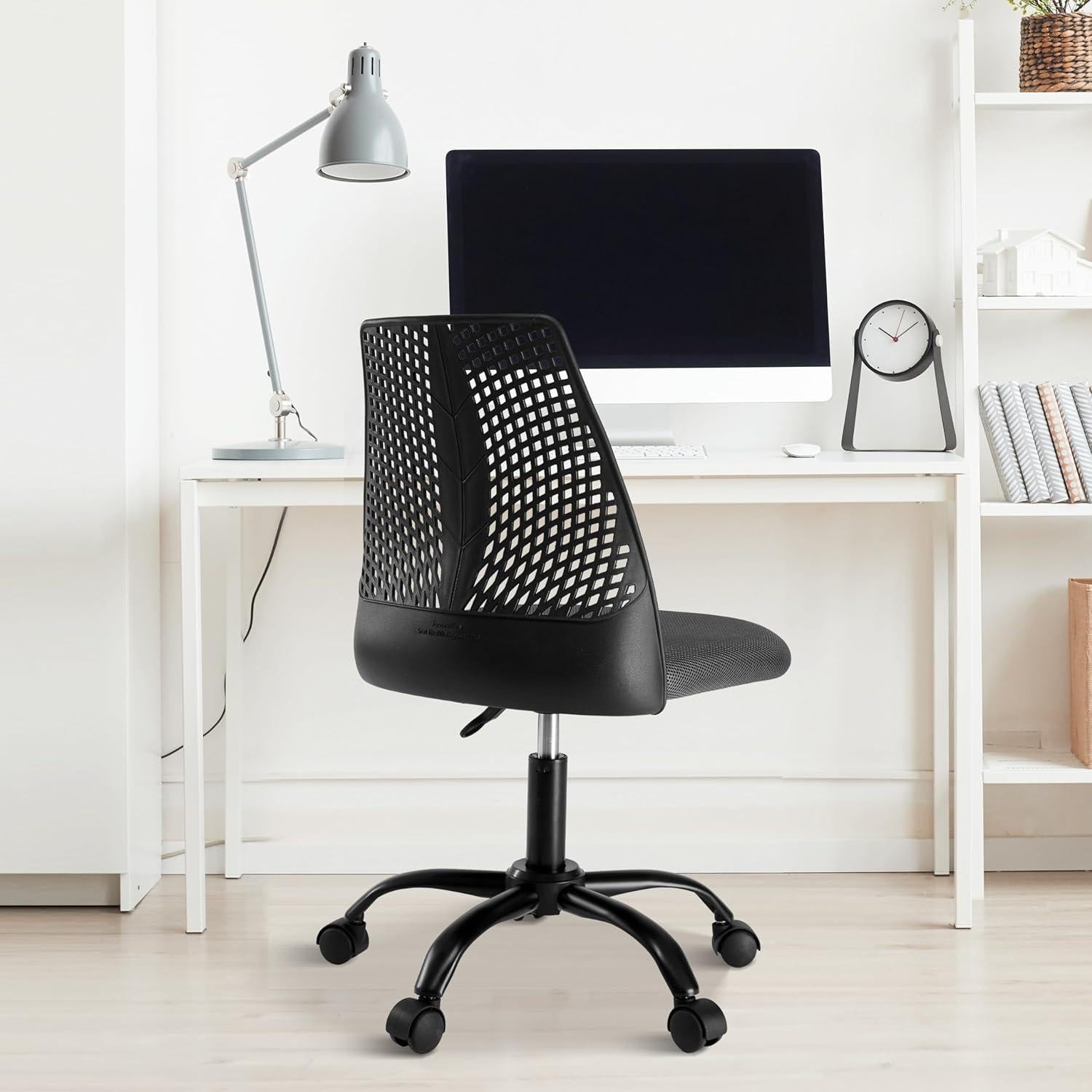 Silla de Oficina Ergonómica YSSOA Ajustable con Ruedas, Negro y Gris
