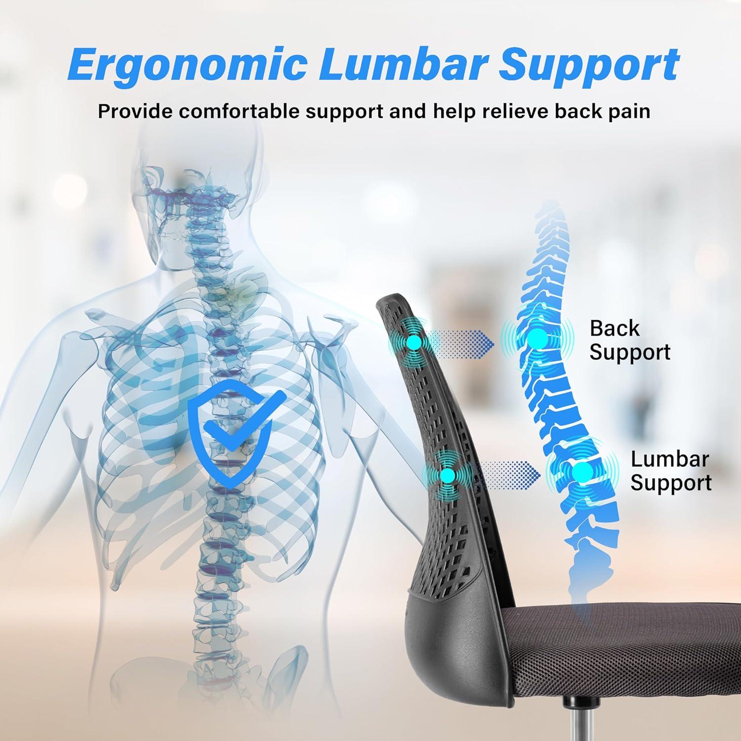 Silla de Oficina Ergonómica YSSOA Ajustable con Ruedas, Negro y Gris