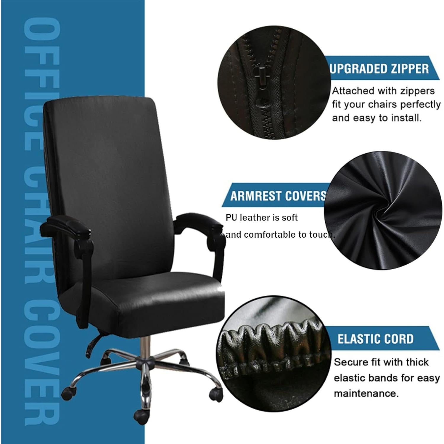 Funda de Silla de Oficina Shukii Grande Impermeable Negra