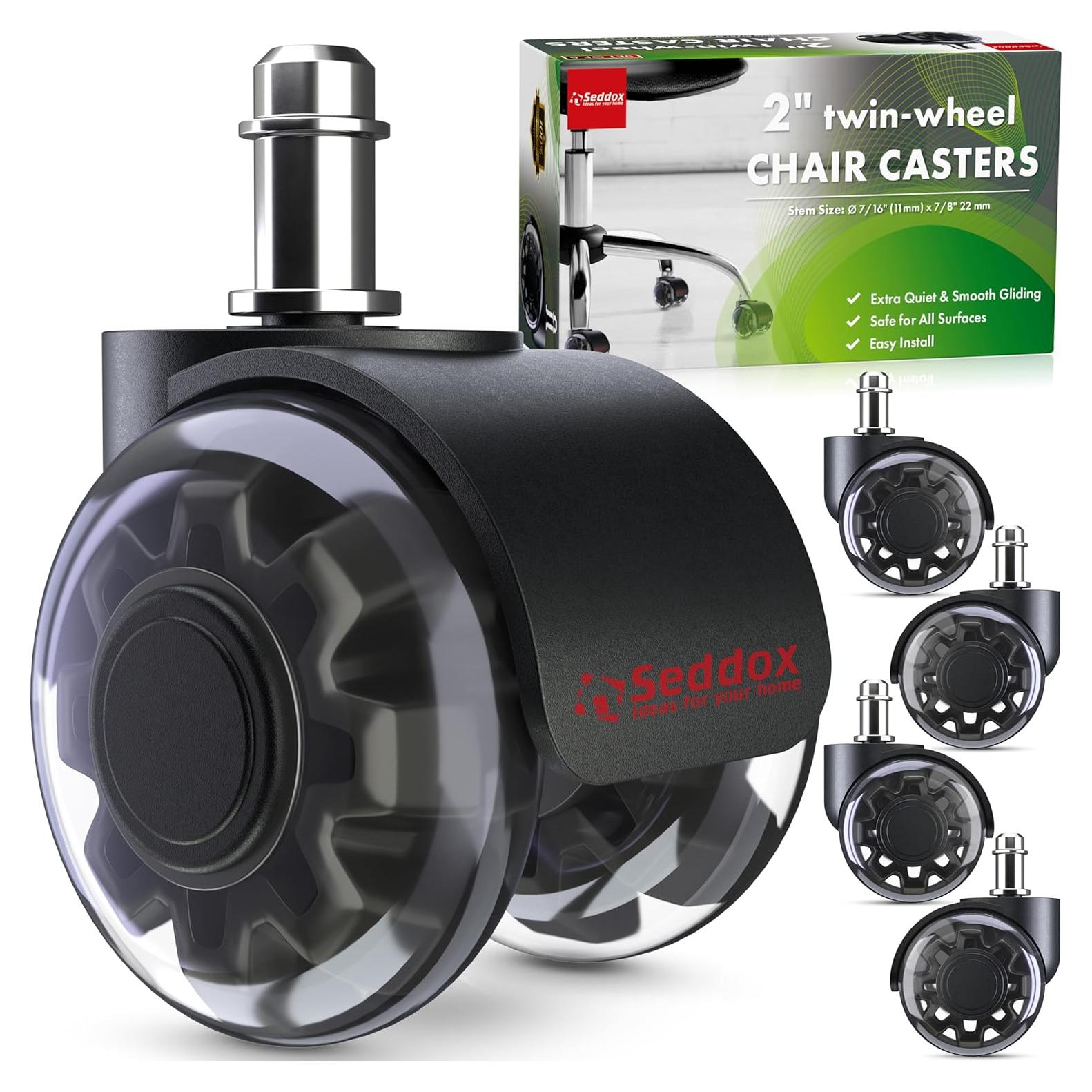 Juego de Ruedas de Reemplazo Seddox para Sillas de Oficina 5 Unidades