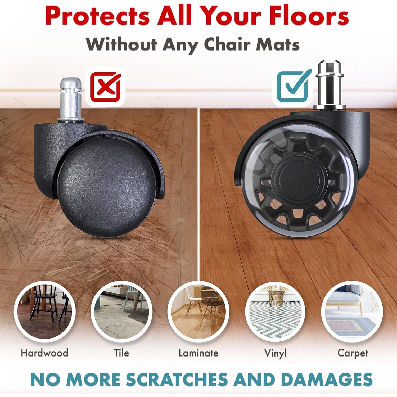 Juego de Ruedas de Reemplazo Seddox para Sillas de Oficina 5 Unidades