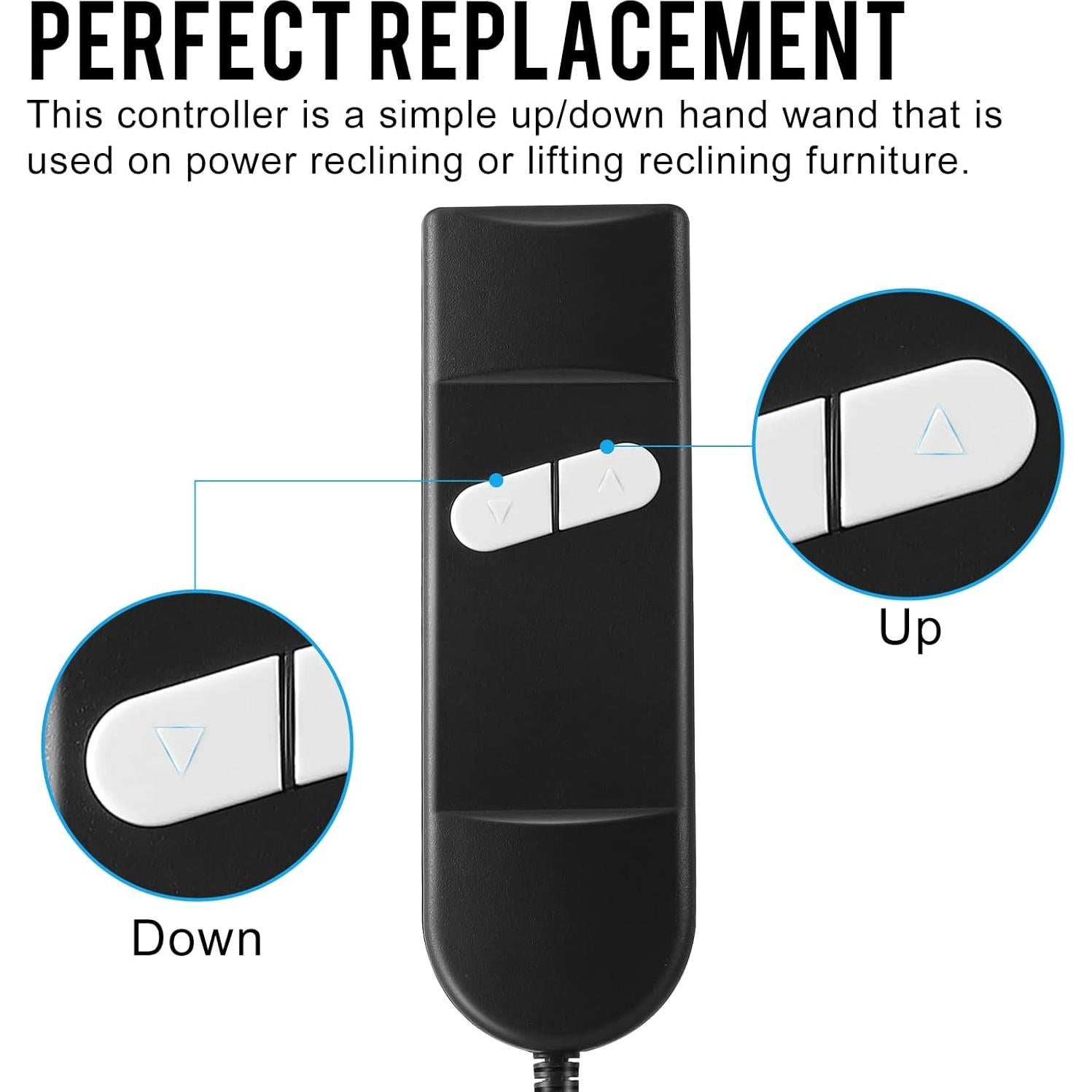 Control Remoto Silla Elevadora Enmja 2 Botones 5 Pines Negro