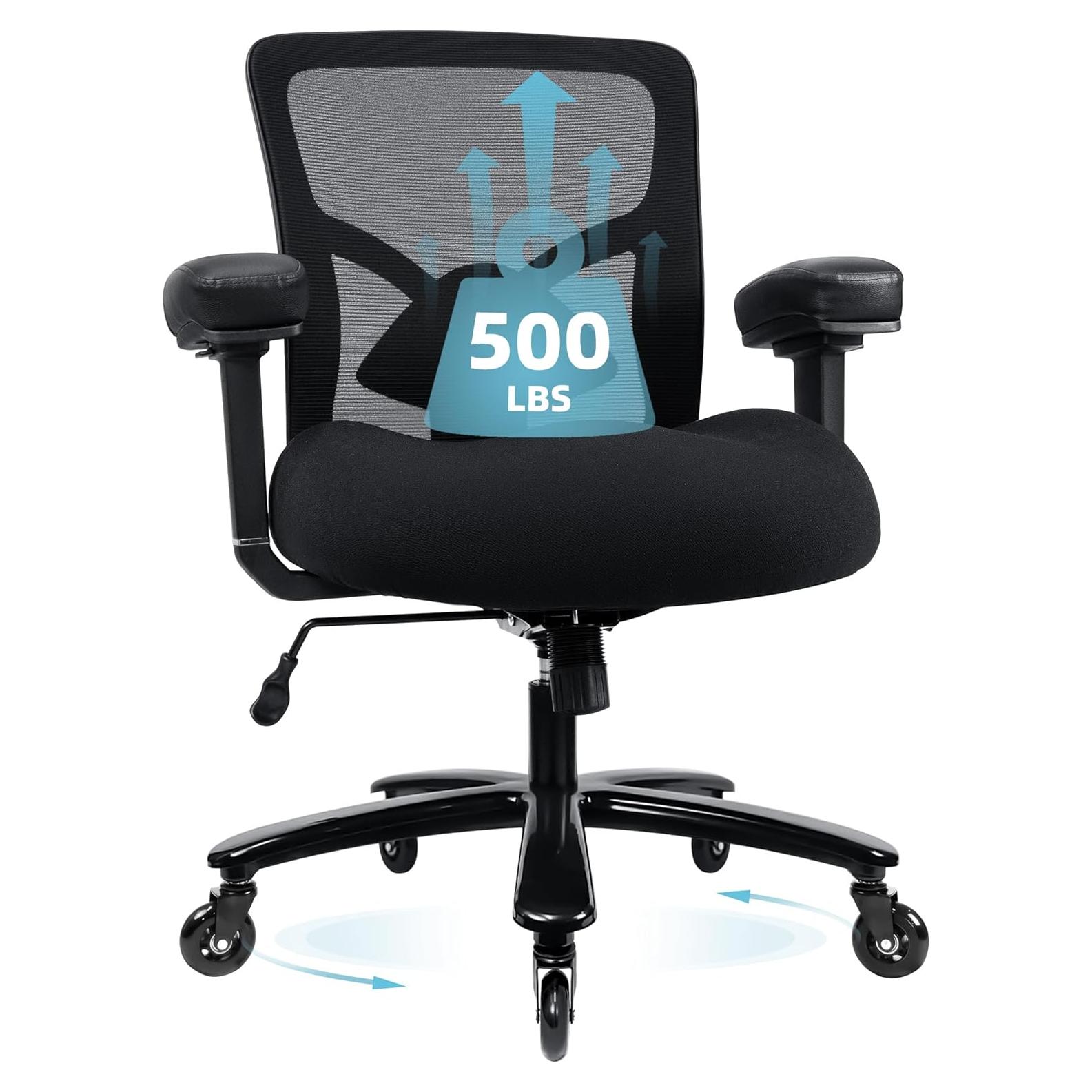 Silla de Oficina Ergonómica Coolka Negra 500lbs Ajustable