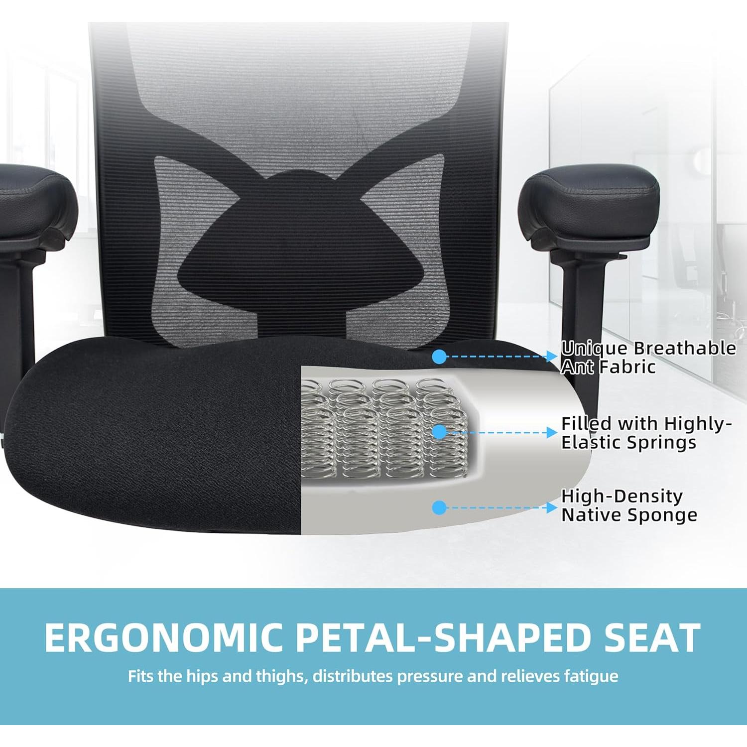 Silla de Oficina Ergonómica Coolka Negra 500lbs Ajustable