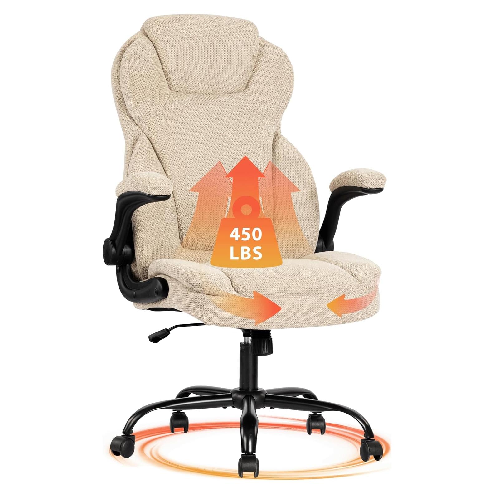 Silla de Oficina Ejecutiva BIGGARSIT Beige, Alta y Ajustable