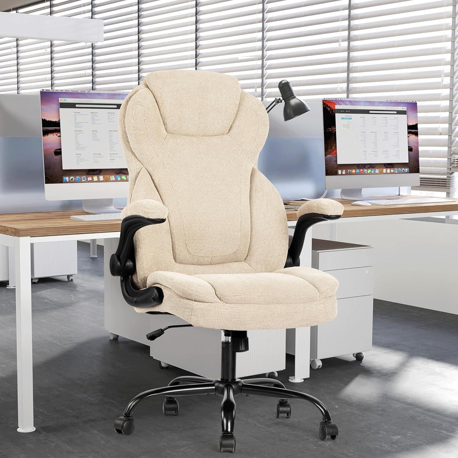 Silla de Oficina Ejecutiva BIGGARSIT Beige, Alta y Ajustable