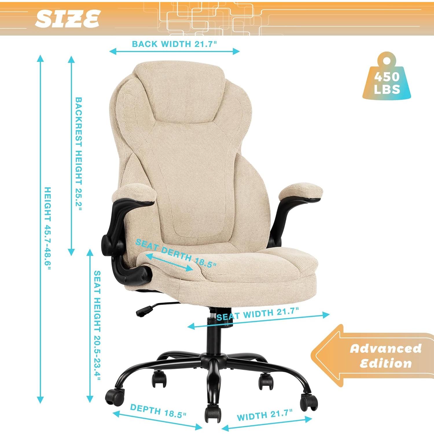 Silla de Oficina Ejecutiva BIGGARSIT Beige, Alta y Ajustable