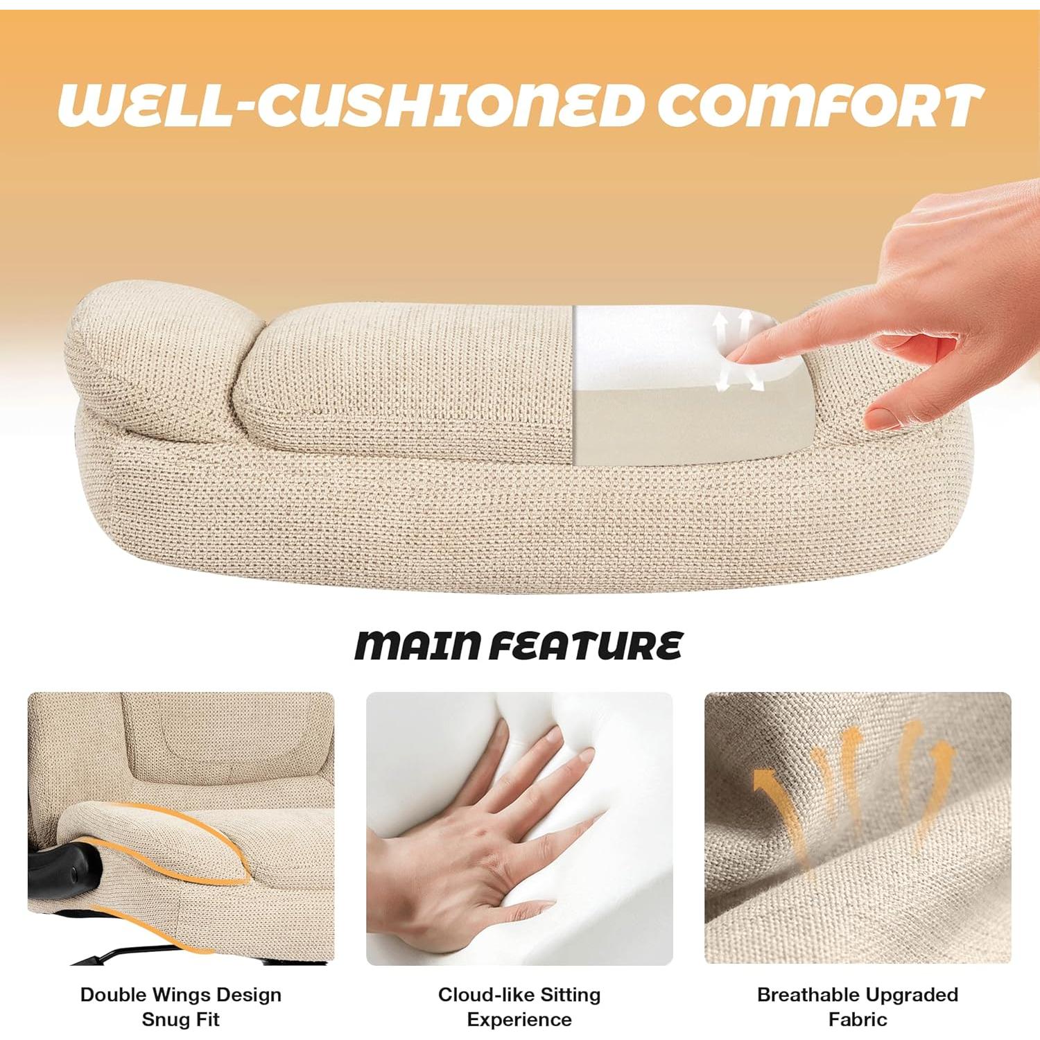 Silla de Oficina Ejecutiva BIGGARSIT Beige, Alta y Ajustable