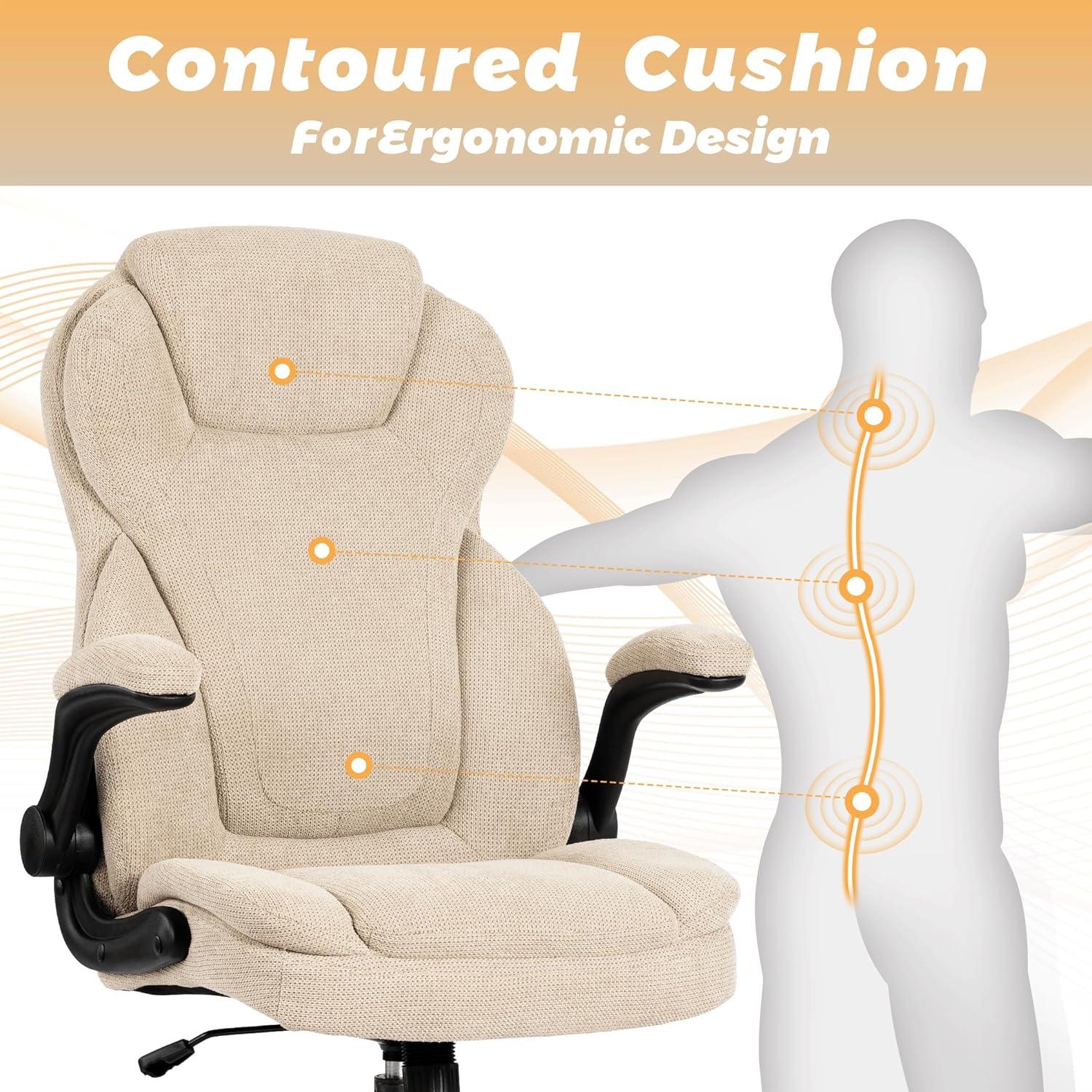 Silla de Oficina Ejecutiva BIGGARSIT Beige, Alta y Ajustable