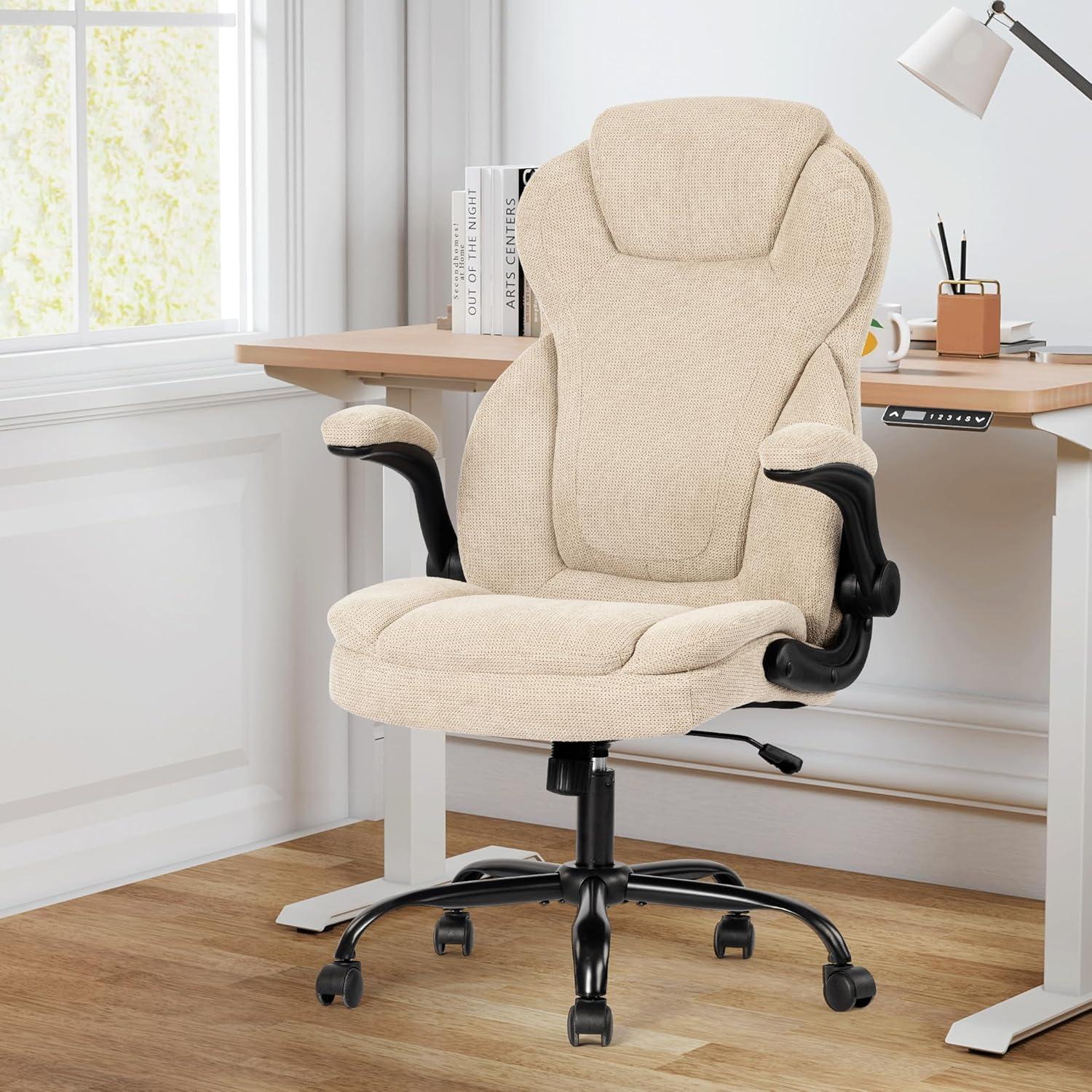 Silla de Oficina Ejecutiva BIGGARSIT Beige, Alta y Ajustable