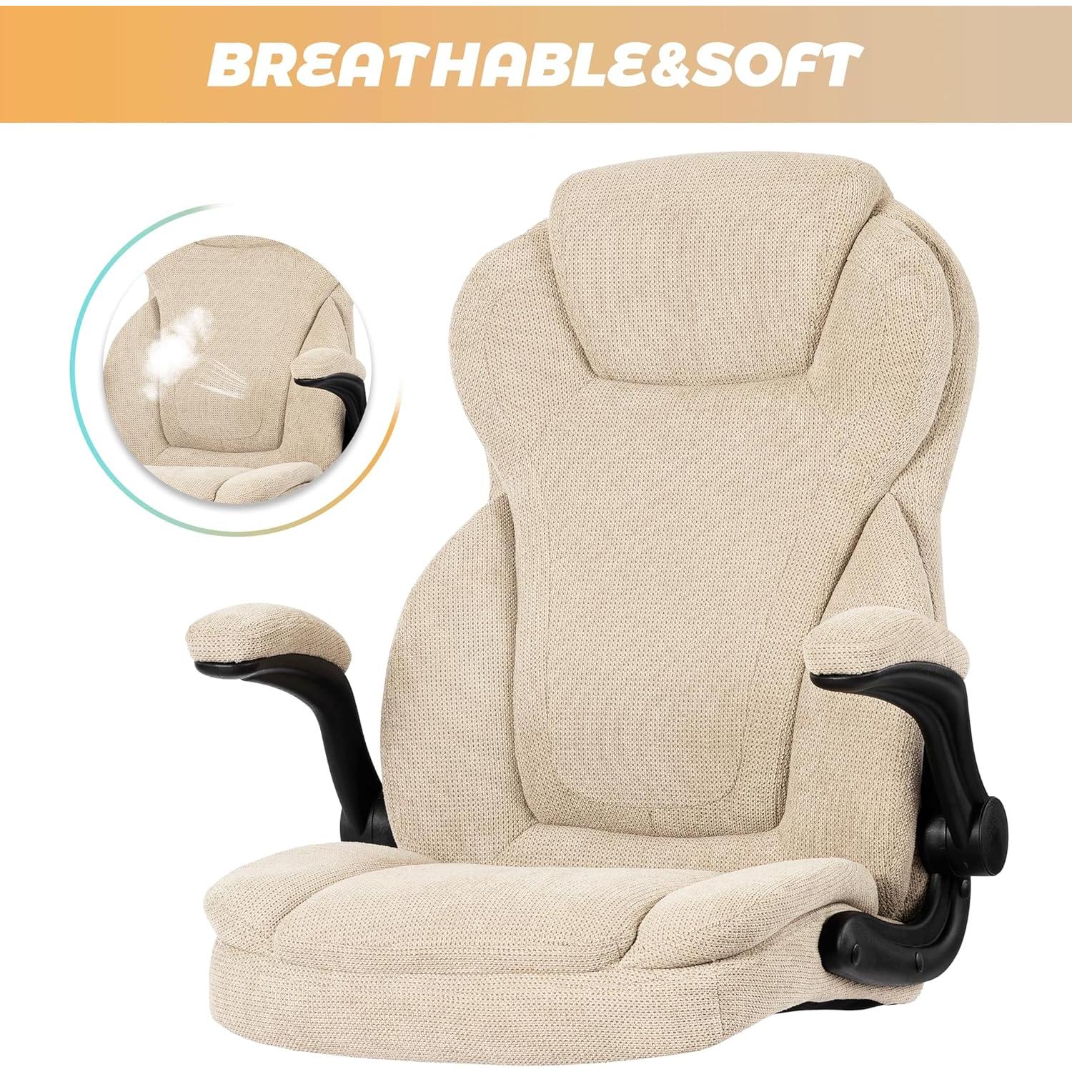 Silla de Oficina Ejecutiva BIGGARSIT Beige, Alta y Ajustable