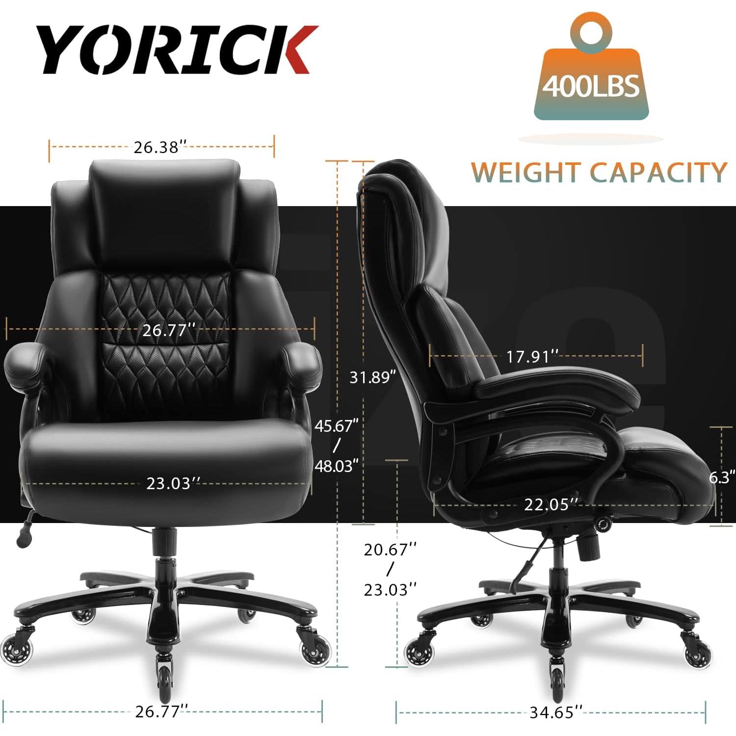Silla de Oficina Ergonómica YORICK Grande Soporte Lumbar Negro