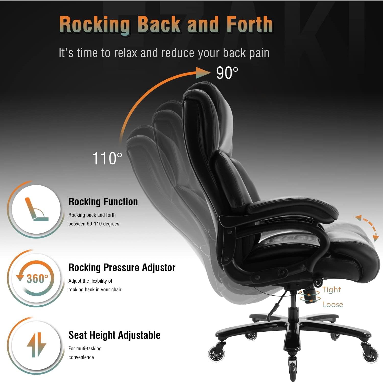 Silla de Oficina Ergonómica YORICK Grande Soporte Lumbar Negro