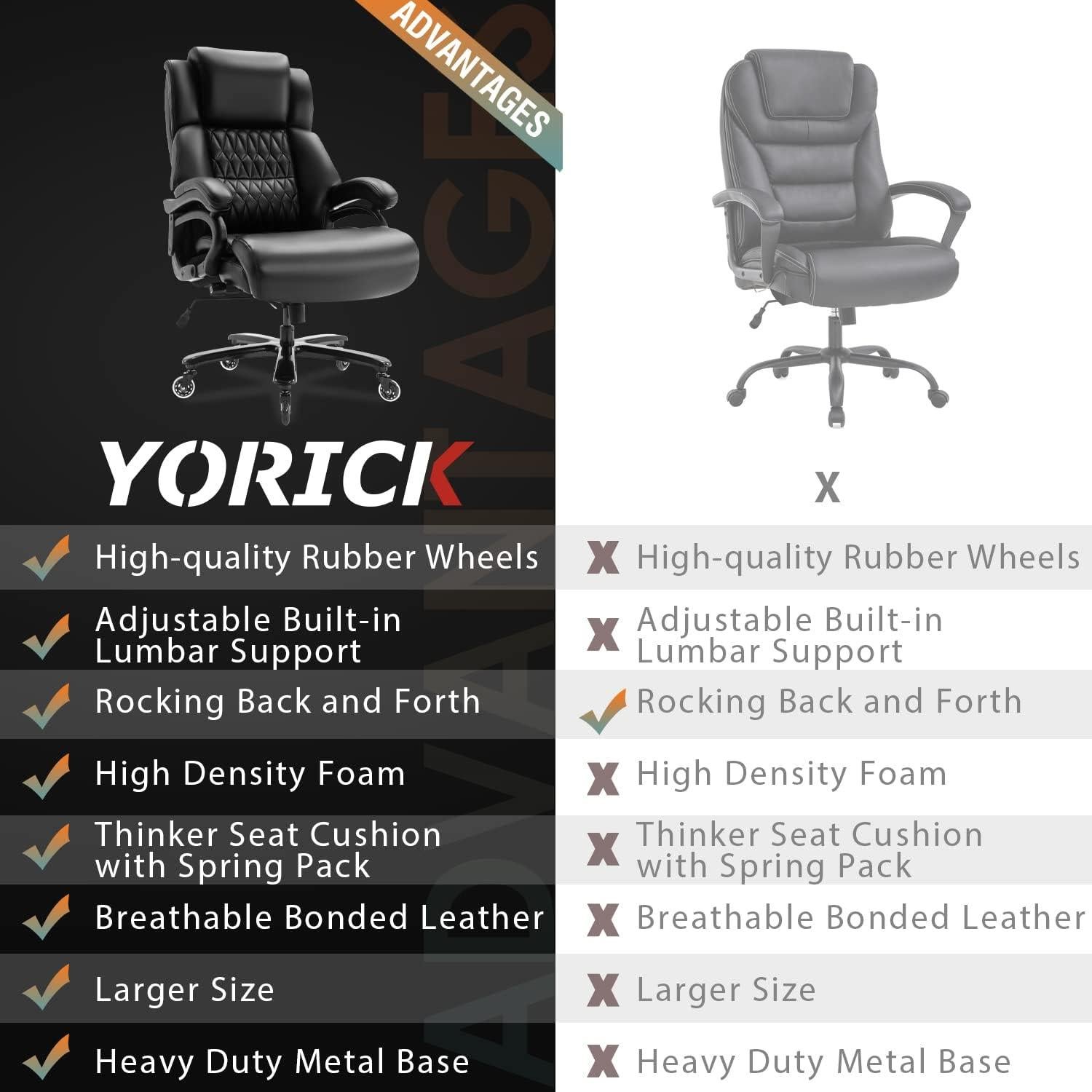 Silla de Oficina Ergonómica YORICK Grande Soporte Lumbar Negro