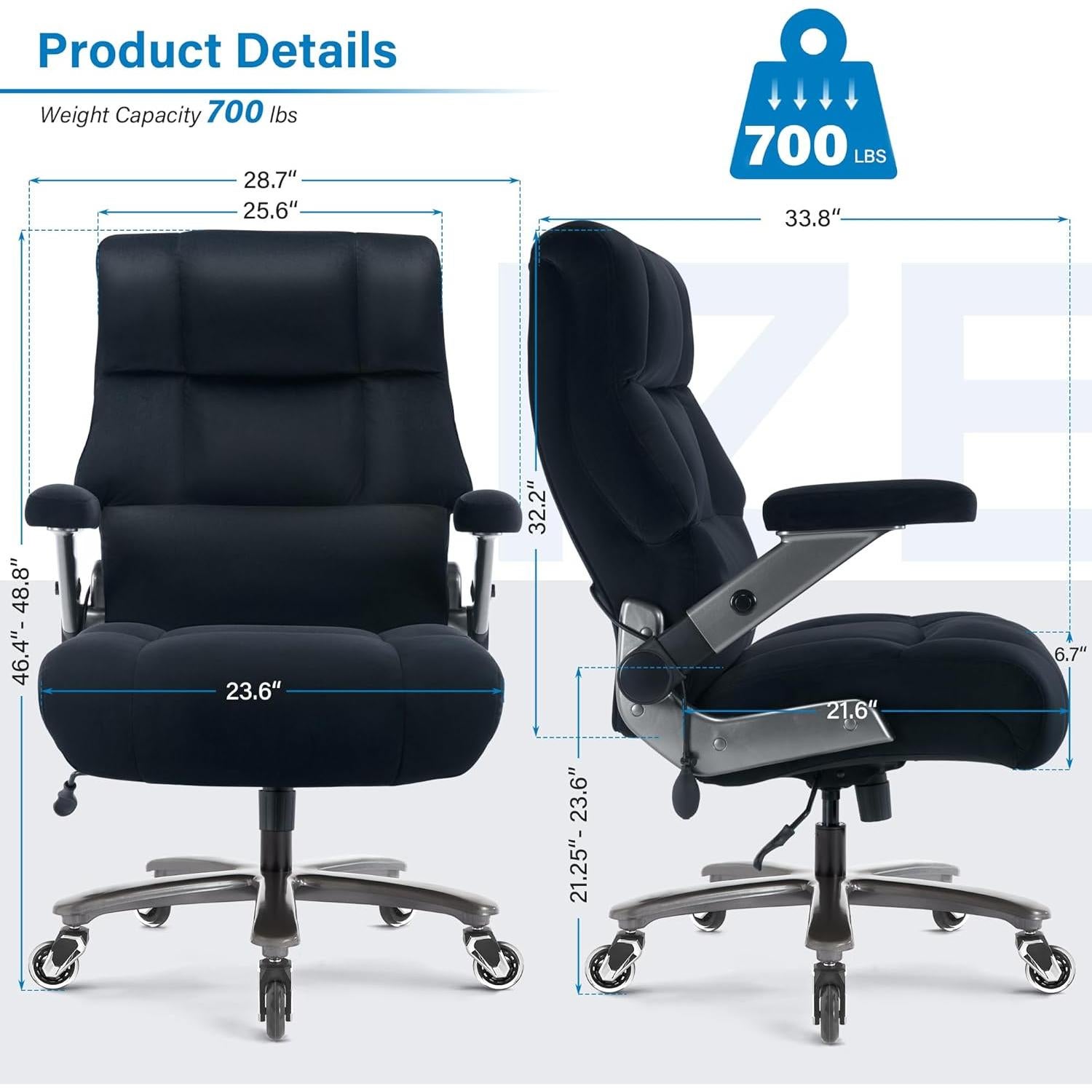 Silla de Oficina Grande OPOWING 700lbs Soporte Lumbar Ajustable
