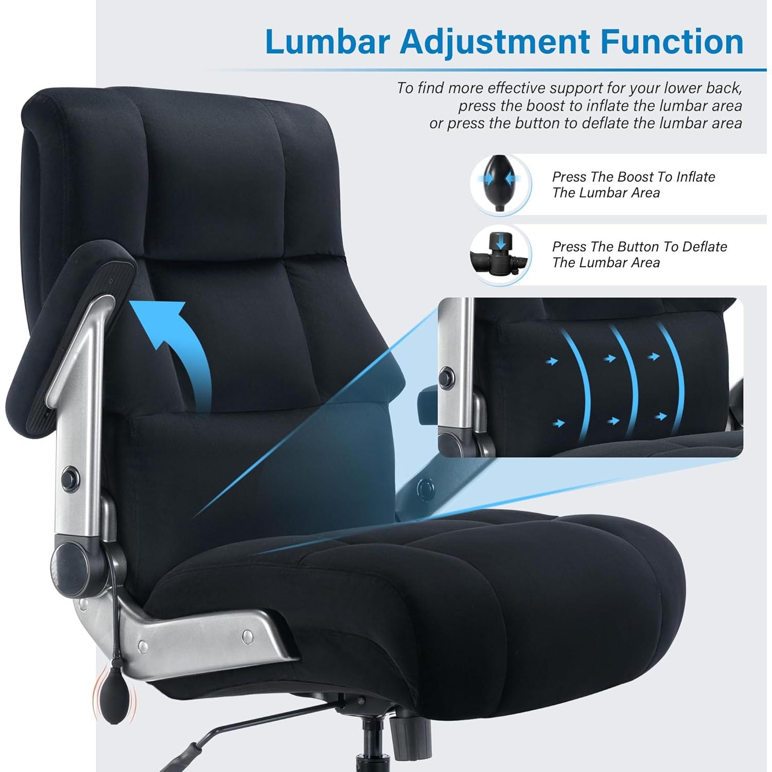 Silla de Oficina Grande OPOWING 700lbs Soporte Lumbar Ajustable