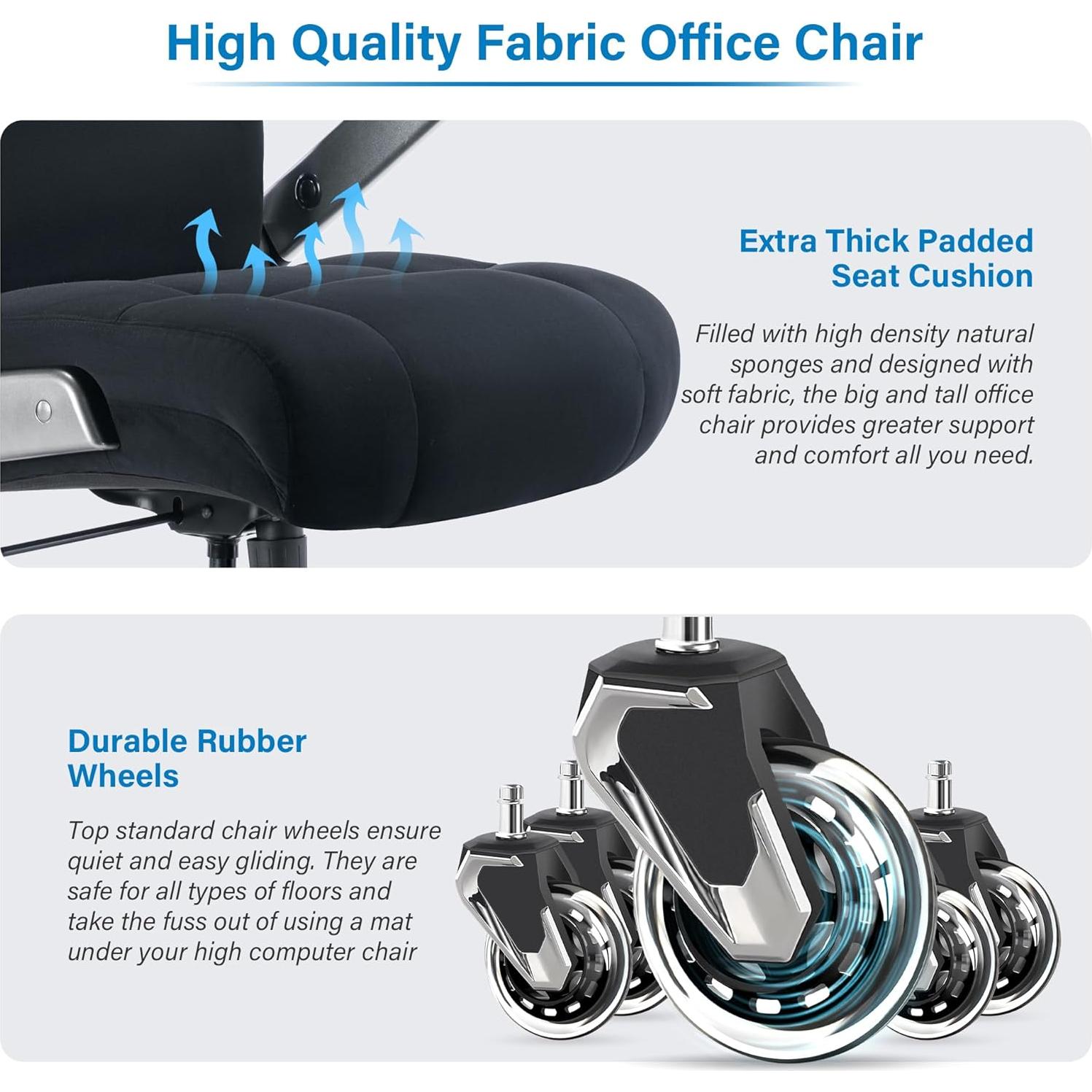 Silla de Oficina Grande OPOWING 700lbs Soporte Lumbar Ajustable