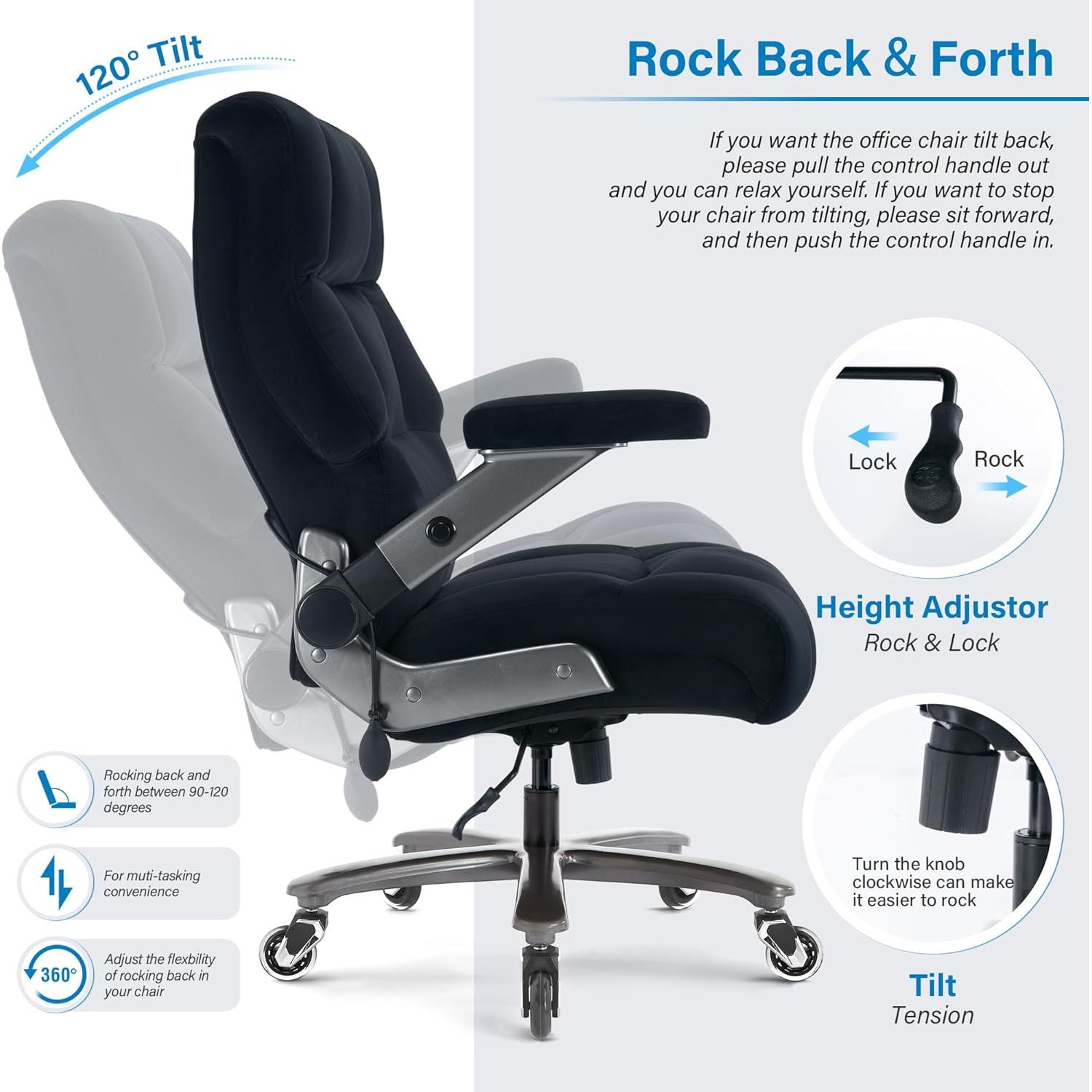 Silla de Oficina Grande OPOWING 700lbs Soporte Lumbar Ajustable