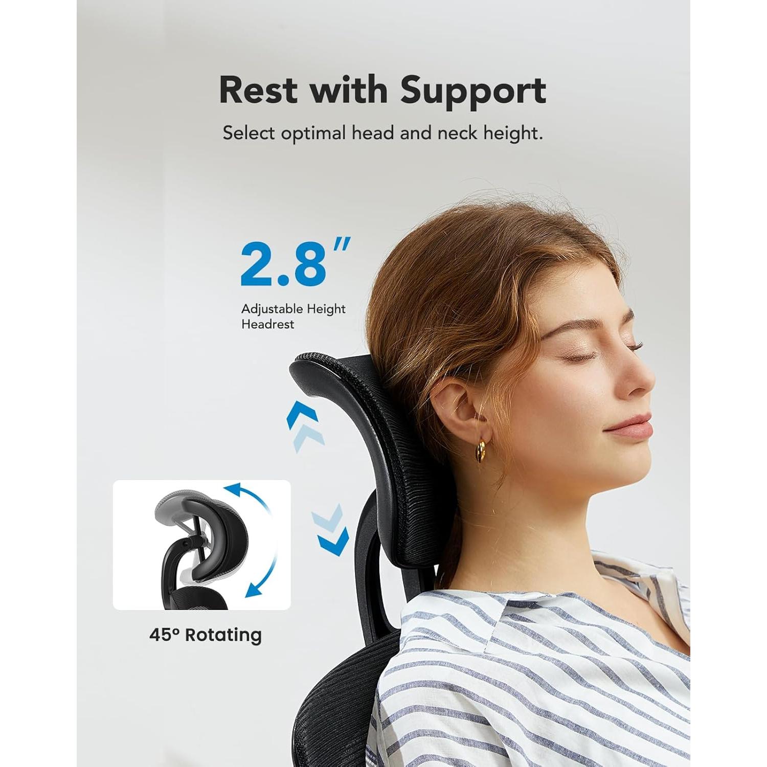 Silla de Oficina Ergonómica HUANUO HNOC9-A Negra con Soporte Lumbar