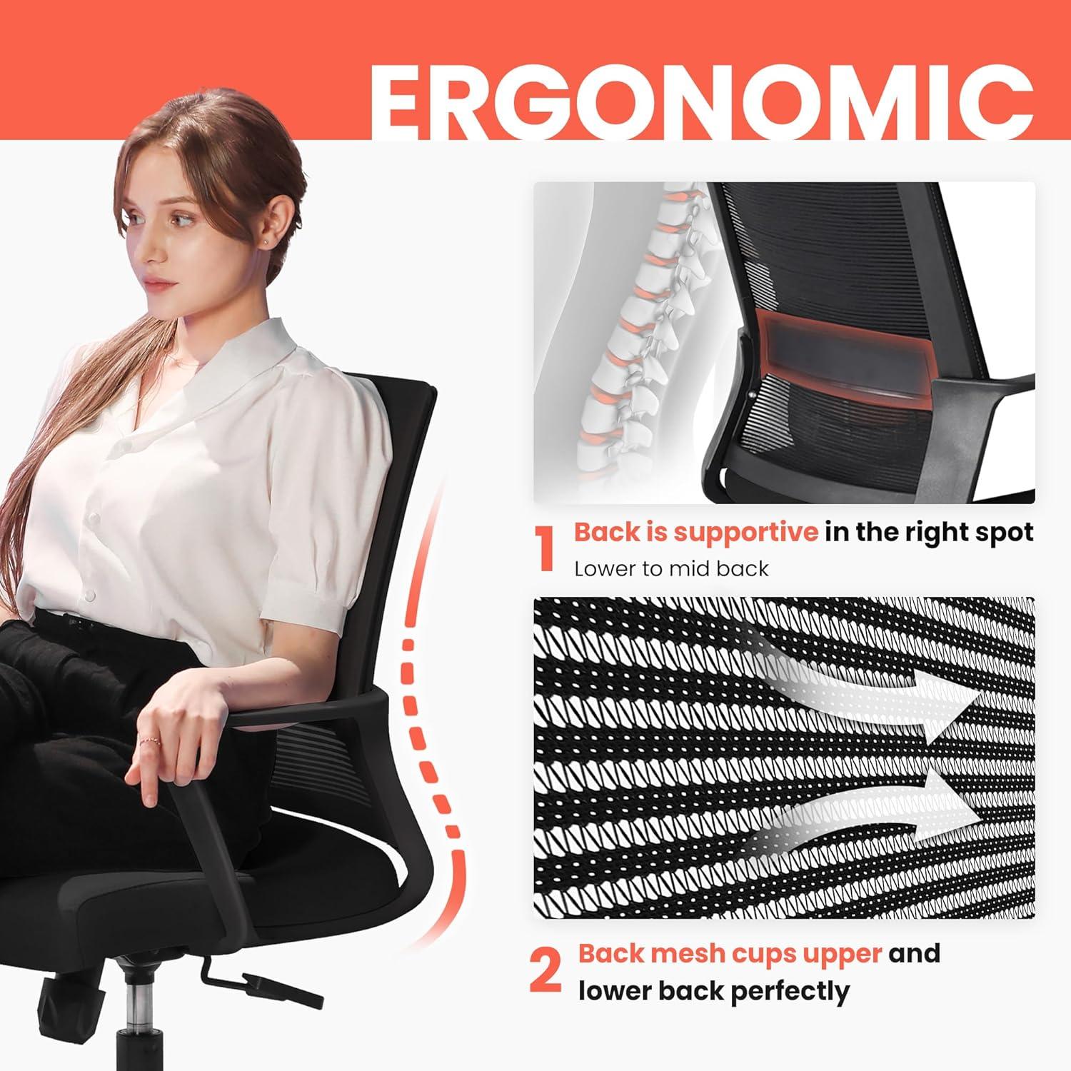 Silla de Escritorio Ergonómica SILLA NEO Malla Negra Ajustable