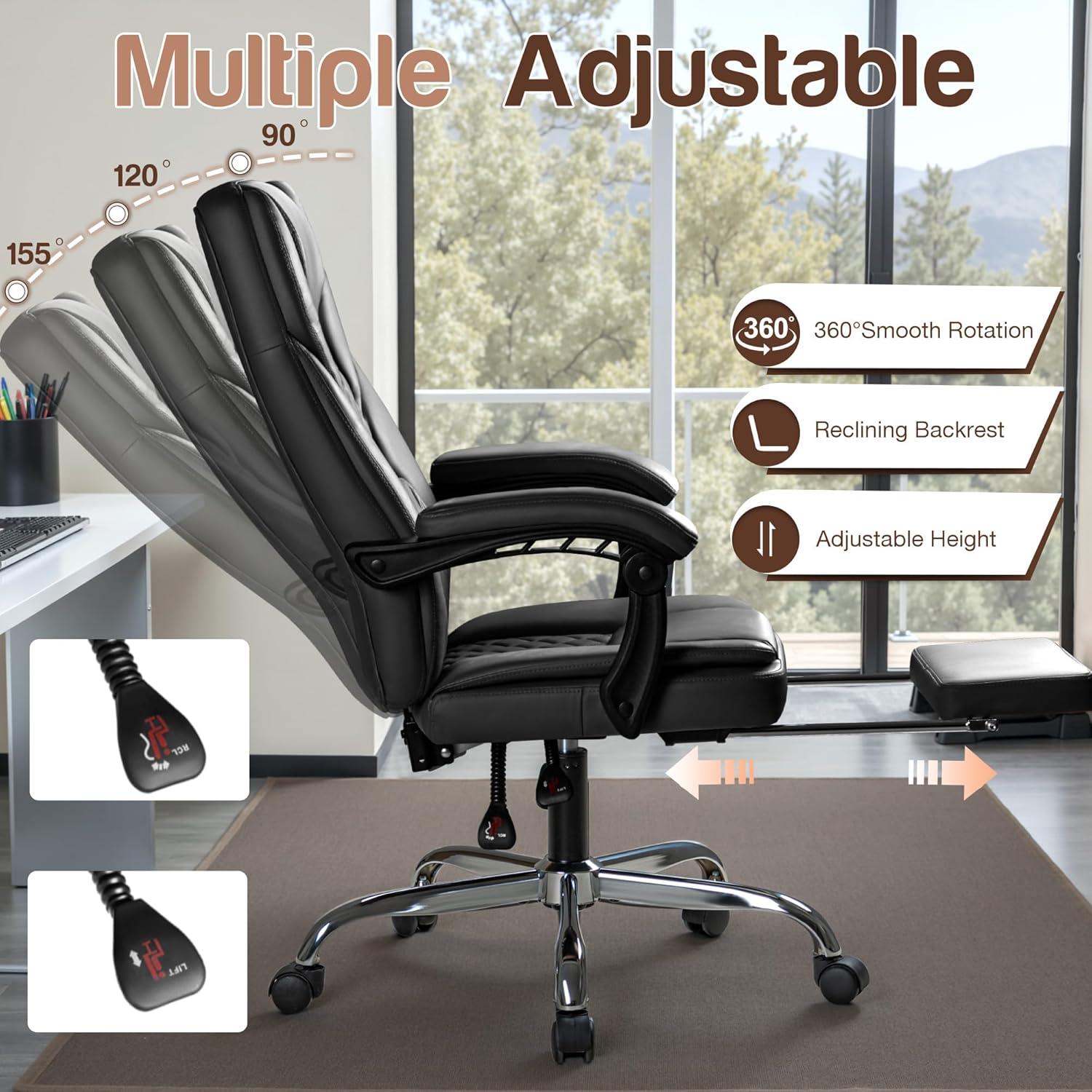 Silla de Oficina Ergonómica JUMMICO Alta 400LBS Negro