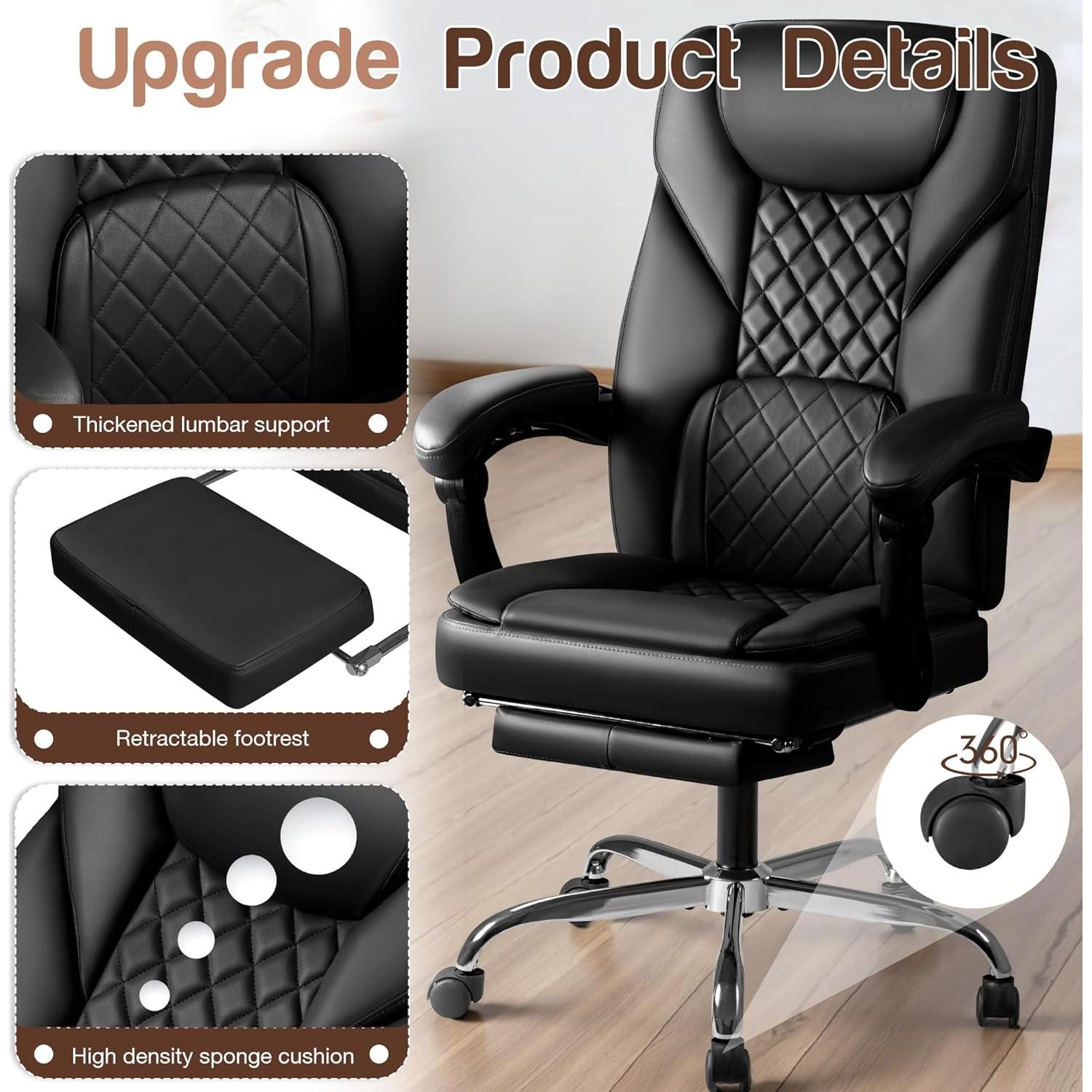 Silla de Oficina Ergonómica JUMMICO Alta 400LBS Negro