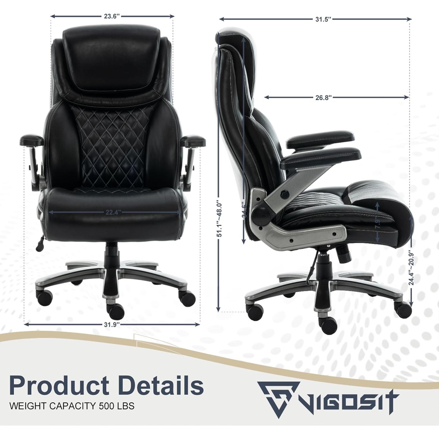 Silla de Oficina Ergonómica Vigosit 500 lbs Negro Ajustable