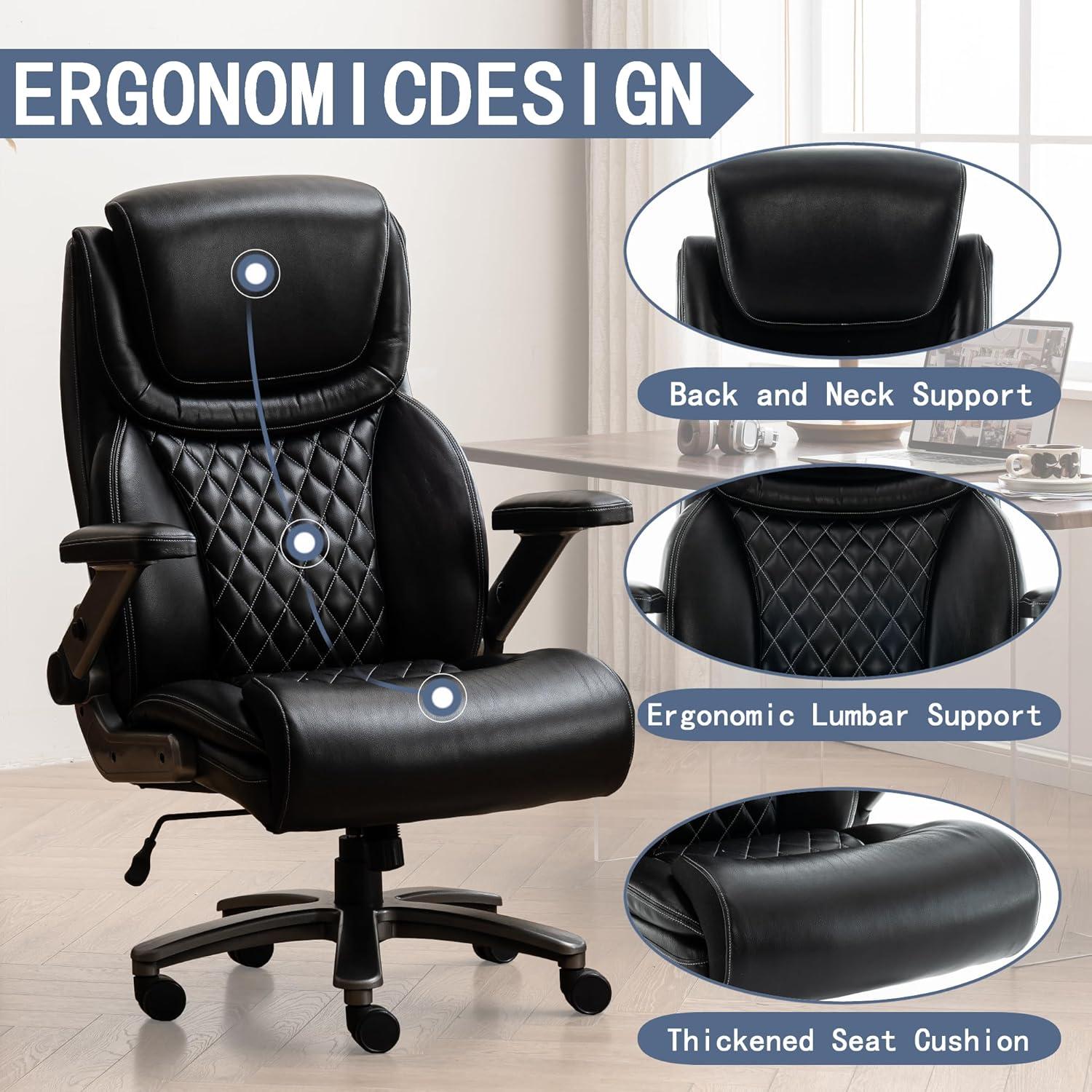 Silla de Oficina Ergonómica Vigosit 500 lbs Negro Ajustable