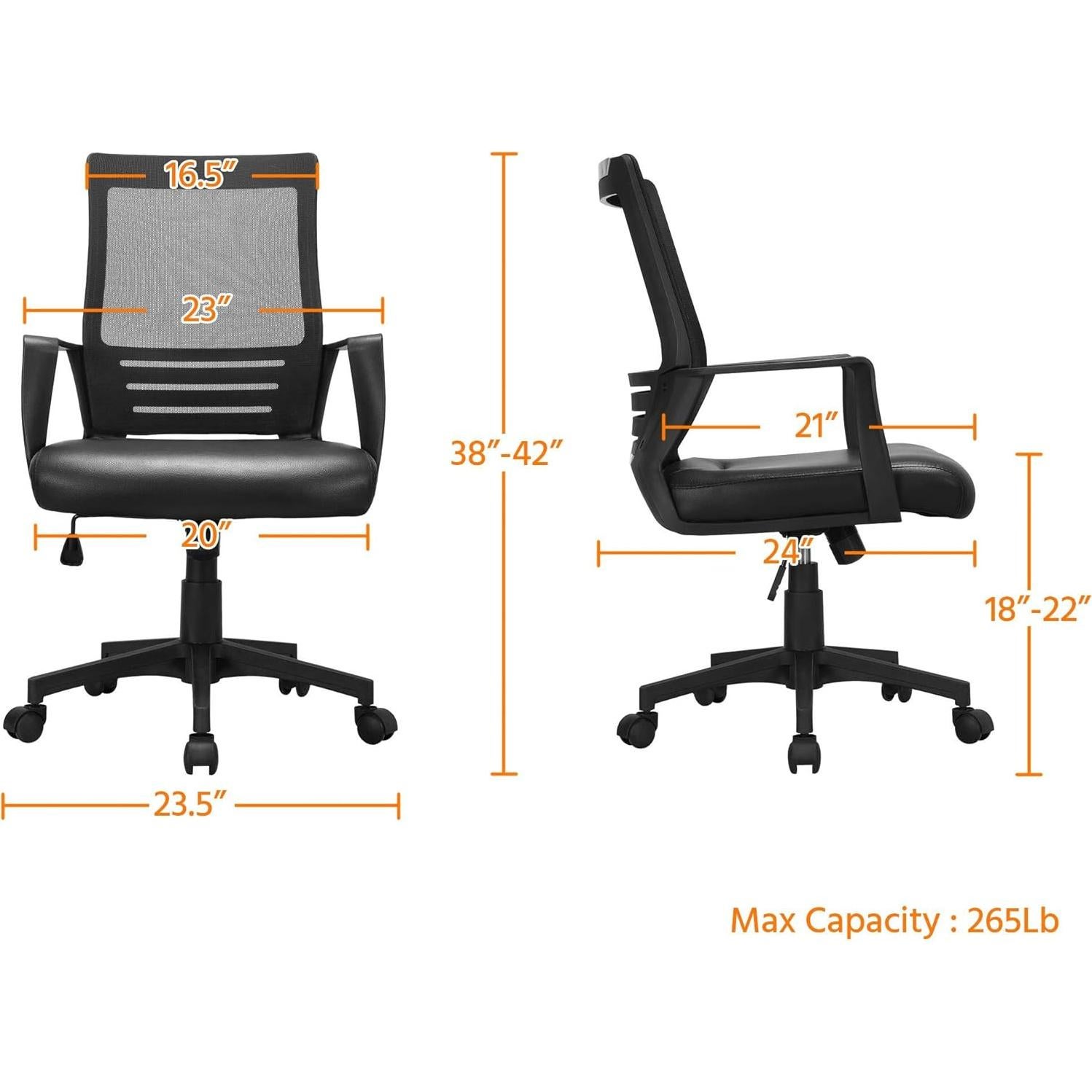 Silla de Oficina Ergonómica Yaheetech Ajustable con Soporte Lumbar
