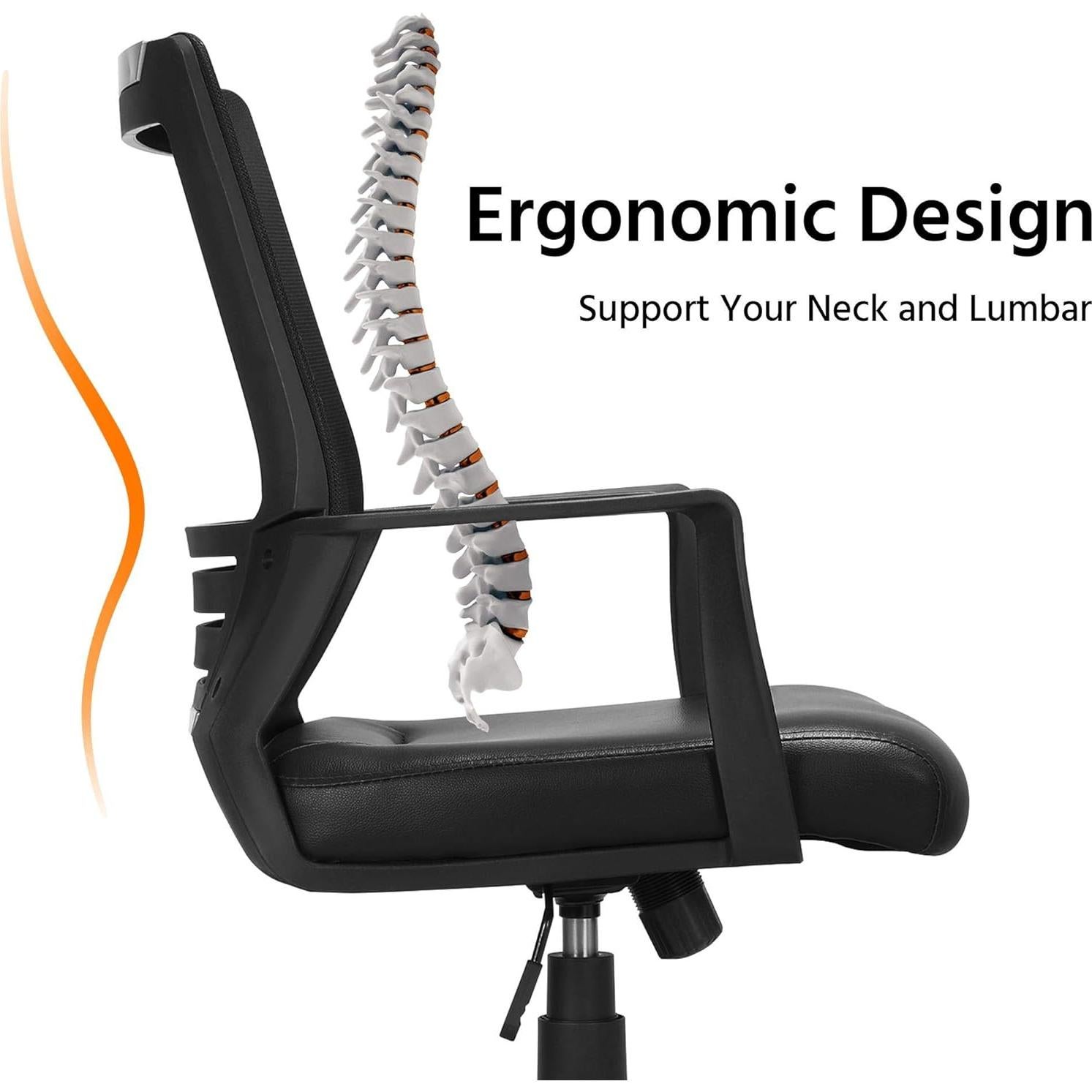 Silla de Oficina Ergonómica Yaheetech Ajustable con Soporte Lumbar
