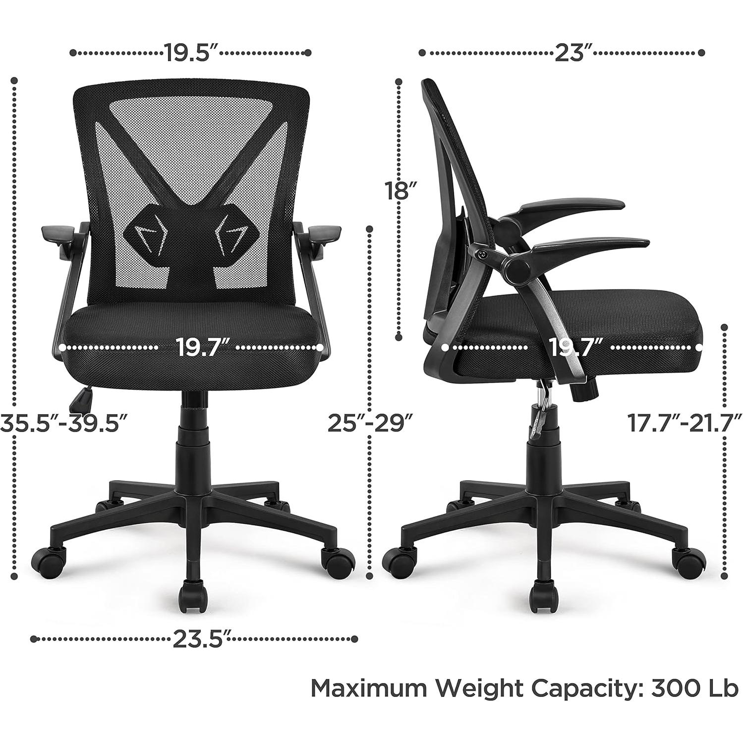 Silla de Oficina Yaheetech Ergonómica Ajustable Negro
