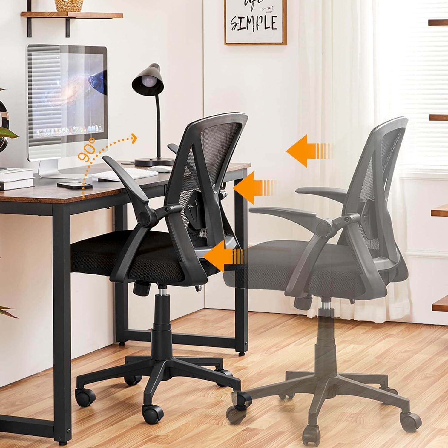 Silla de Oficina Yaheetech Ergonómica Ajustable Negro