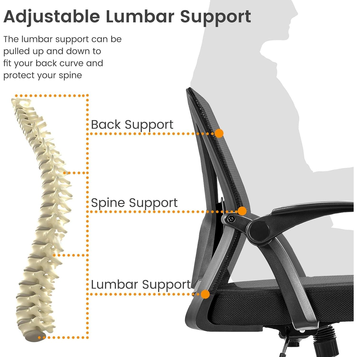 Silla de Oficina Yaheetech Ergonómica Ajustable Negro