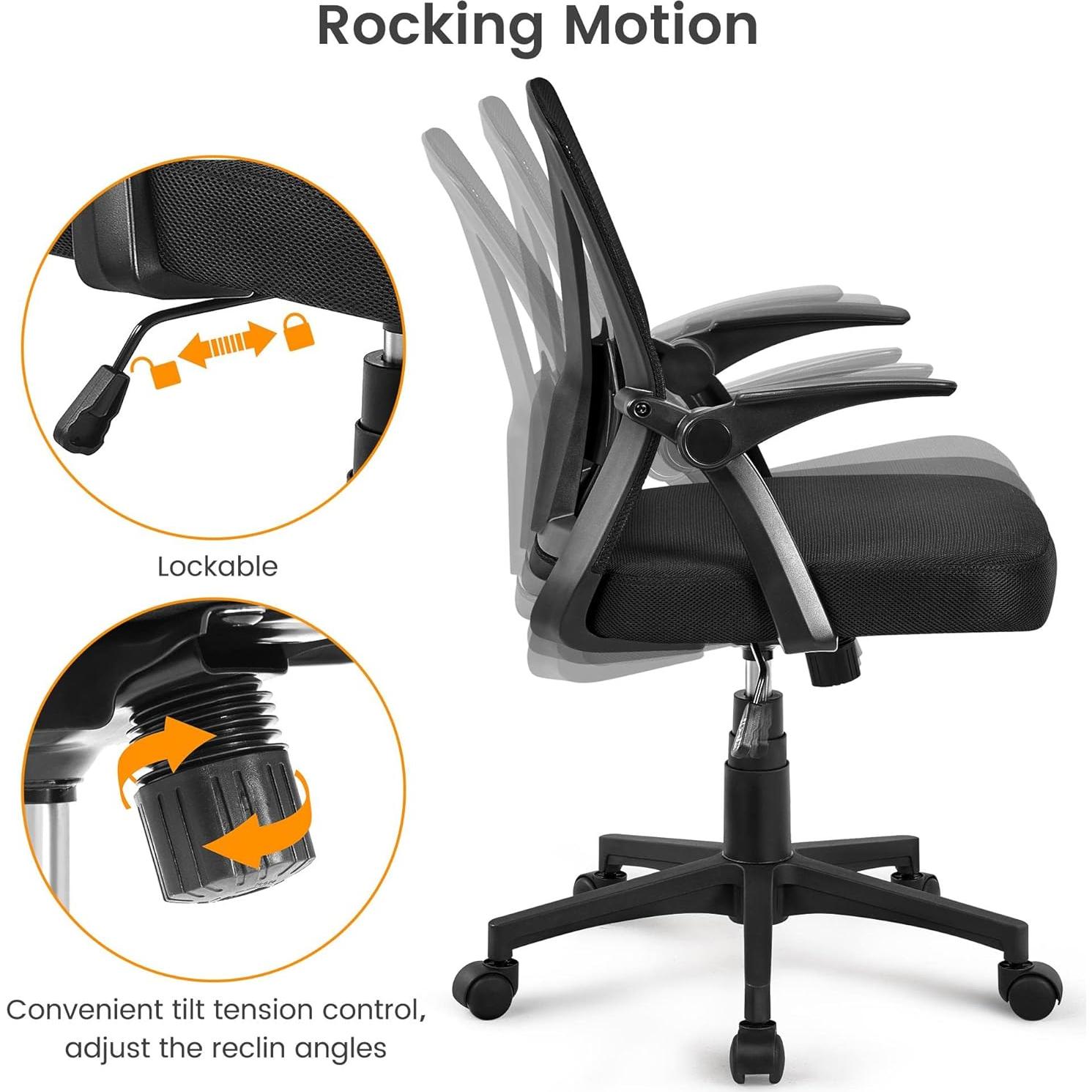 Silla de Oficina Yaheetech Ergonómica Ajustable Negro