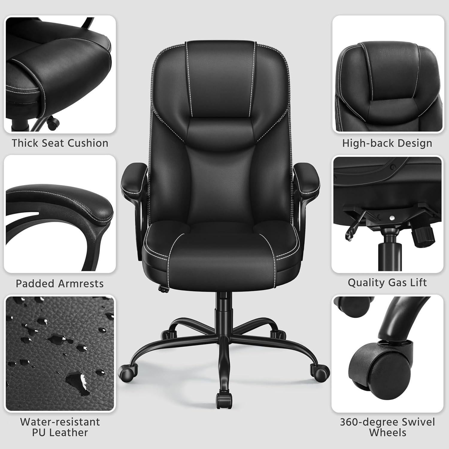 Silla Ejecutiva Ergonómica Yaheetech Alta Respaldo Negra