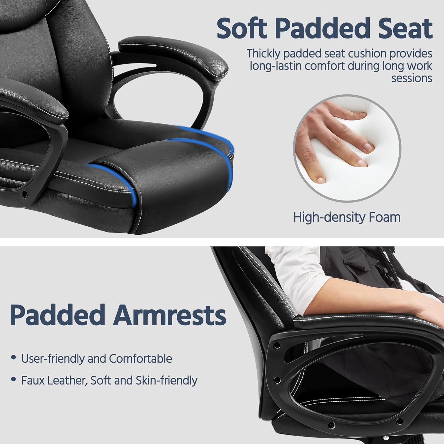 Silla Ejecutiva Ergonómica Yaheetech Alta Respaldo Negra