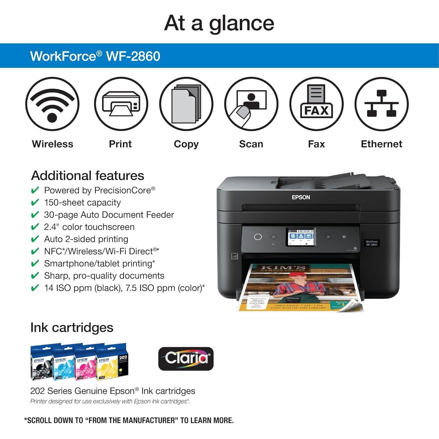 Impresora Todo-en-Uno Inalámbrica Epson WF-2860 6.4kg