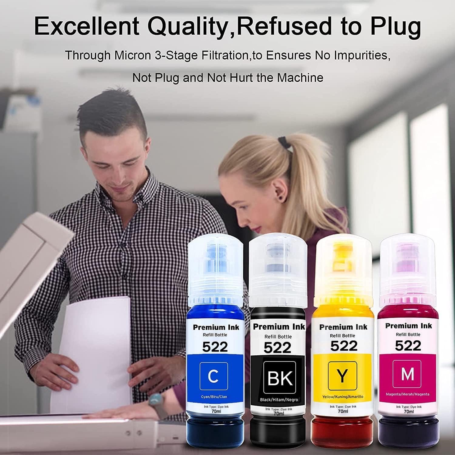 Kit de Botellas de Tinta de Relleno T522 Printers Jack 4 Paquetes