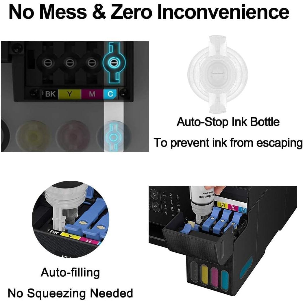 Kit de Botellas de Tinta de Relleno T522 Printers Jack 4 Paquetes