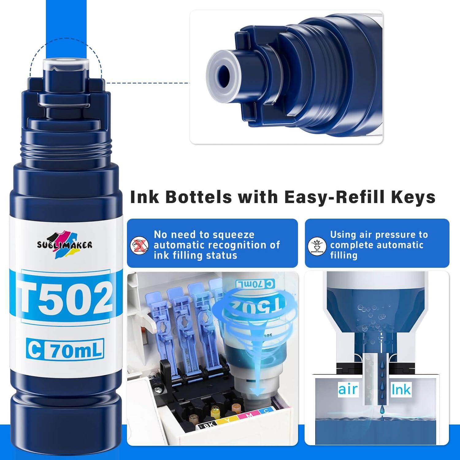 Botellas de Recarga de Tinta 502 Sublimaker - 5 Paquetes