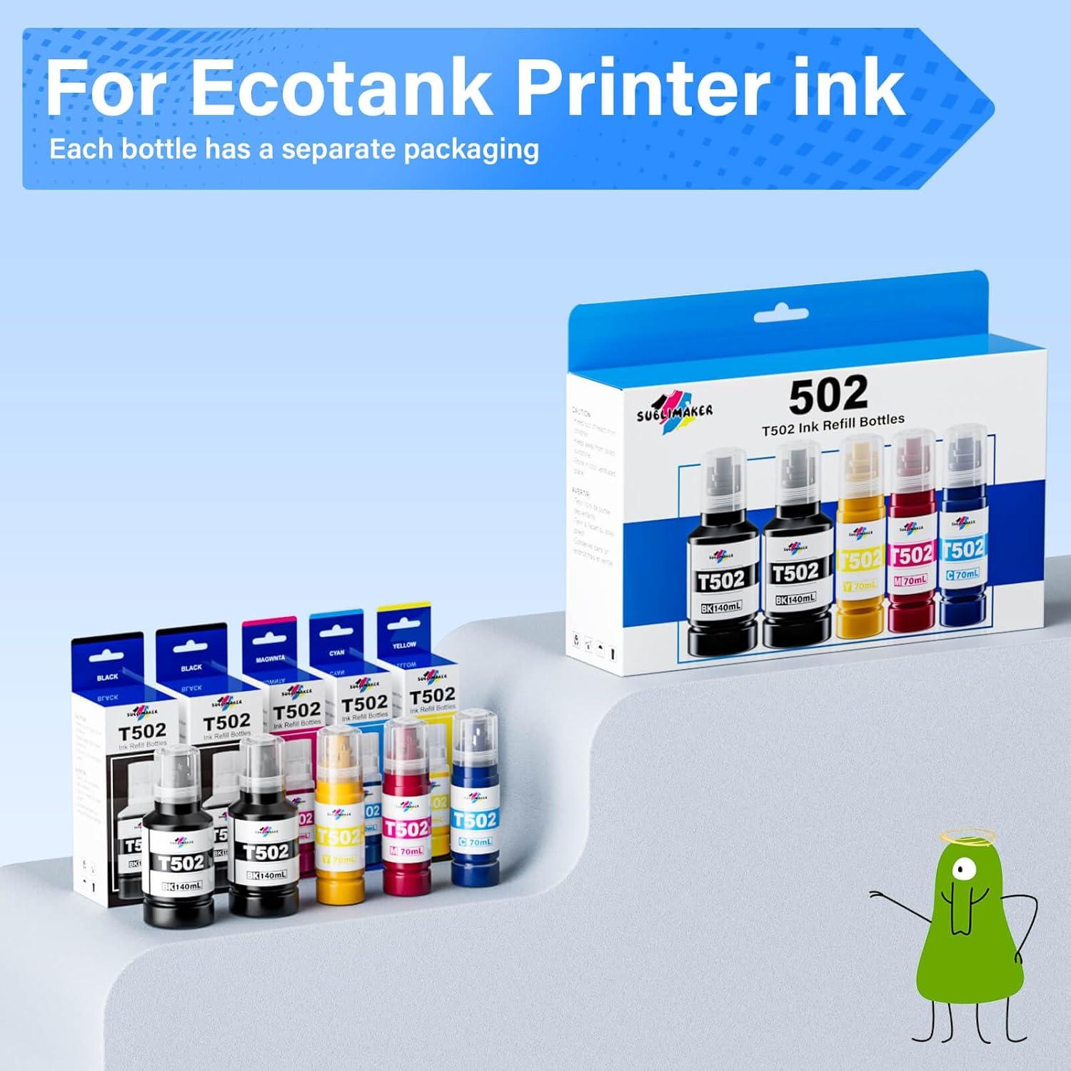 Botellas de Recarga de Tinta 502 Sublimaker - 5 Paquetes