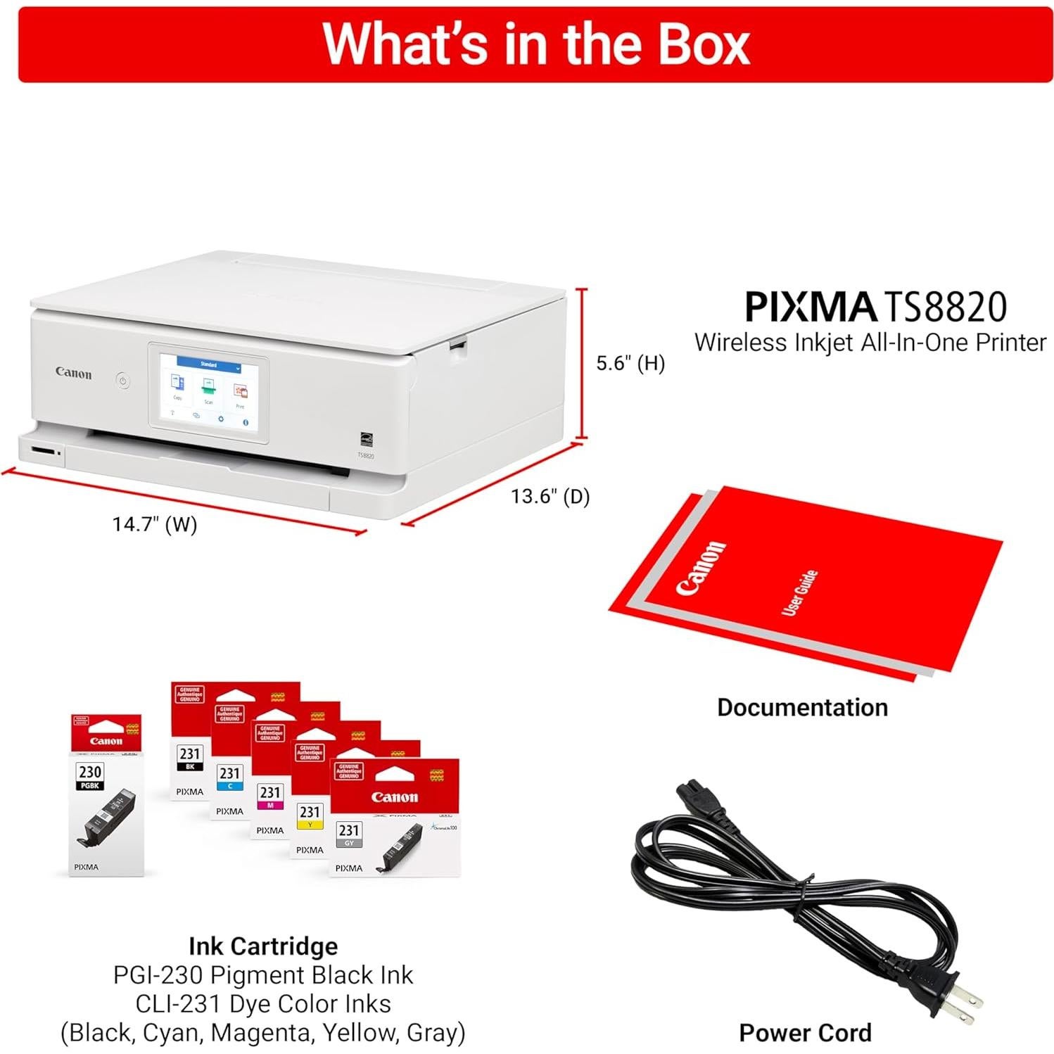 Impresora Fotográfica Inalámbrica Canon PIXMA TS8820 Todo en Uno