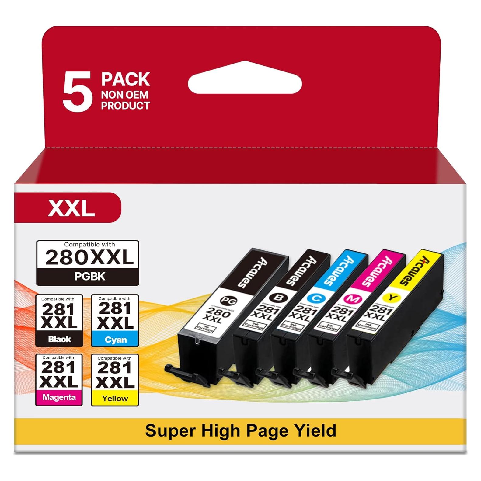 Cartuchos de Tinta Acaves 280/281 XXL Compatibles Canon - 5 Pzs