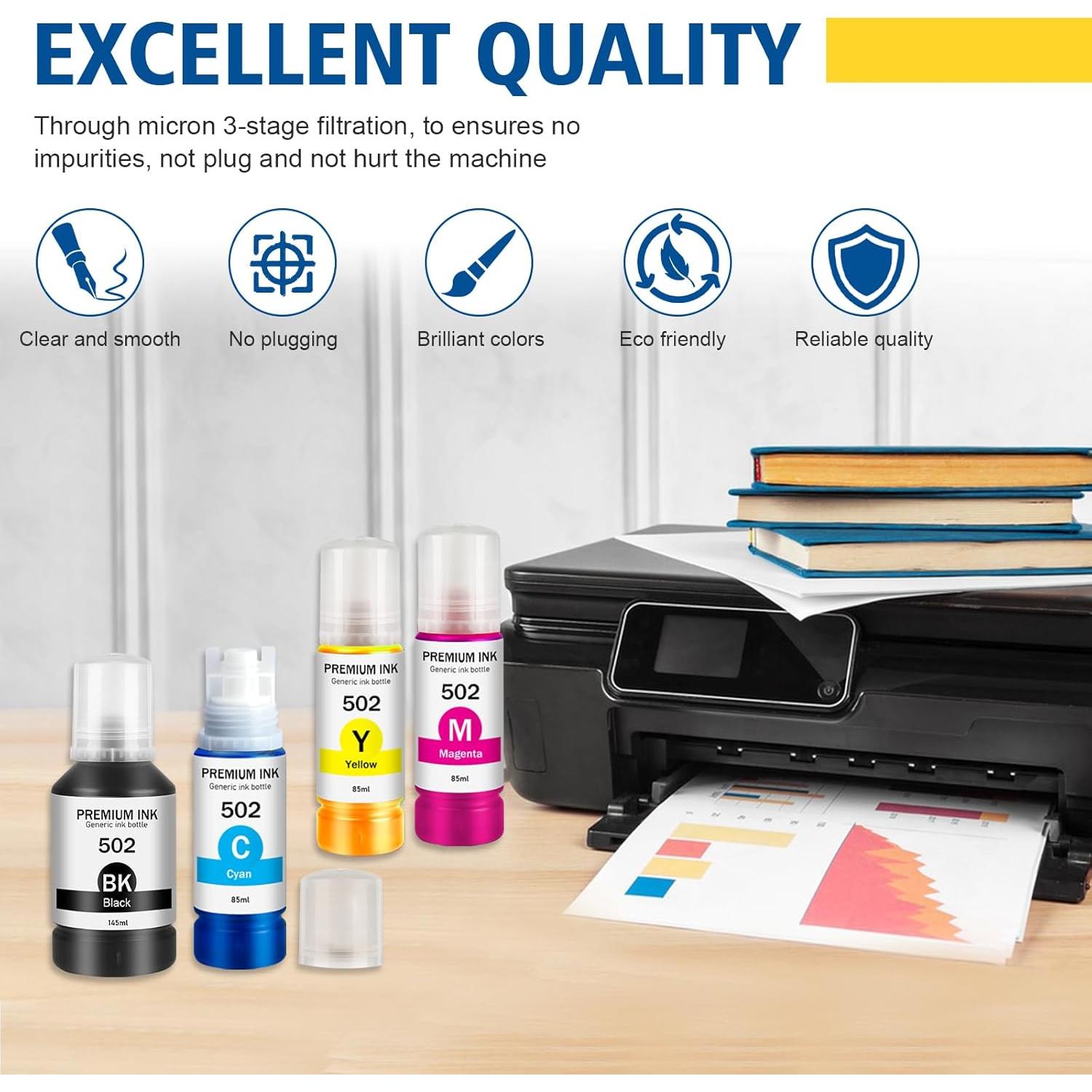 Botellas de tinta 502 BOYOUYS para Ecotank ET-2760/ET-2850