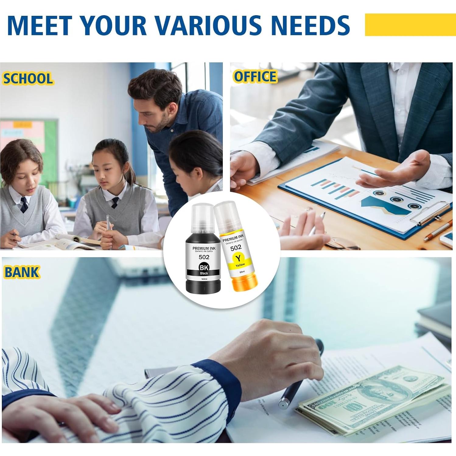 Botellas de tinta 502 BOYOUYS para Ecotank ET-2760/ET-2850